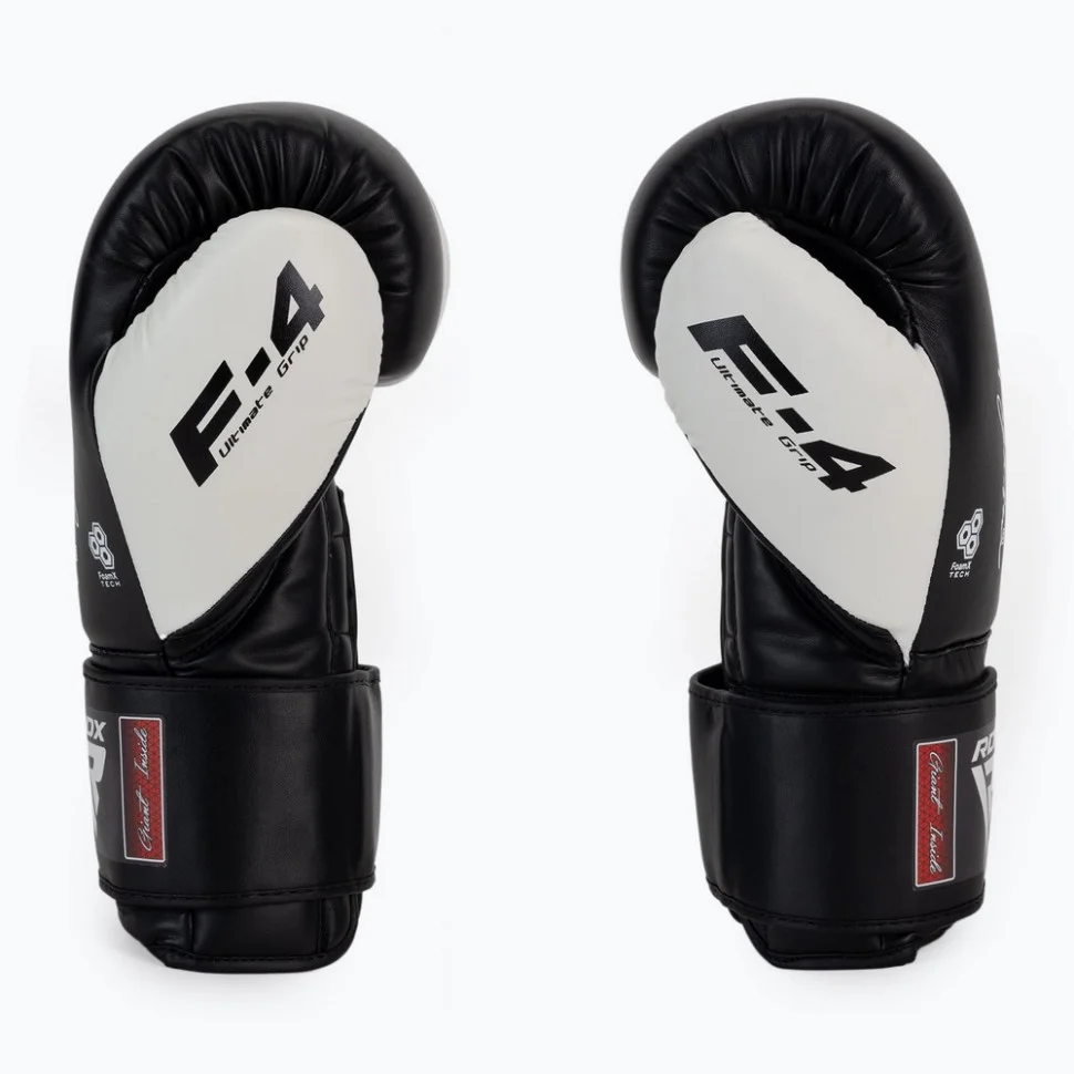 Боксерские перчатки F4 Boxing Sparring Gloves Hook & Loop RDX Inc Limited BGR-F4B-10OZ, WHITE/BLACK 10 унций