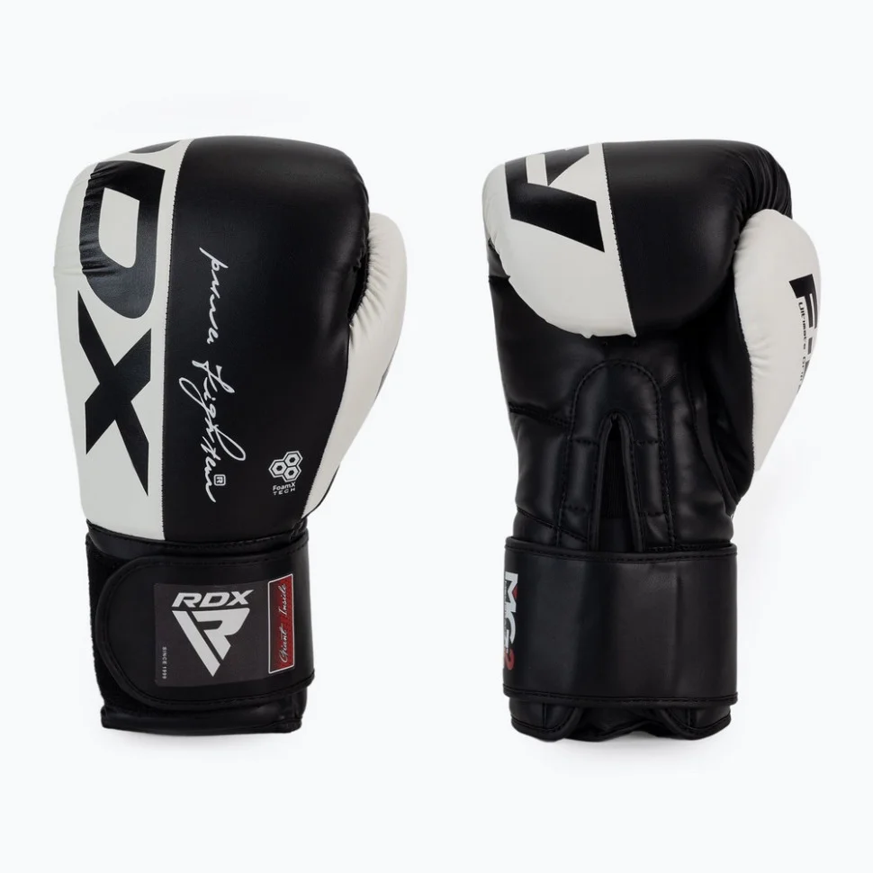 Боксерские перчатки F4 Boxing Sparring Gloves Hook & Loop RDX Inc Limited BGR-F4B-10OZ, WHITE/BLACK 10 унций