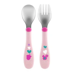 Детский набор Ложка+вилка Chicco 16102.10.00 из нержавеющей стали 18М+ Детский набор Ложка+вилка Chicco 16102.10.00 из нержавеющей стали 18М+