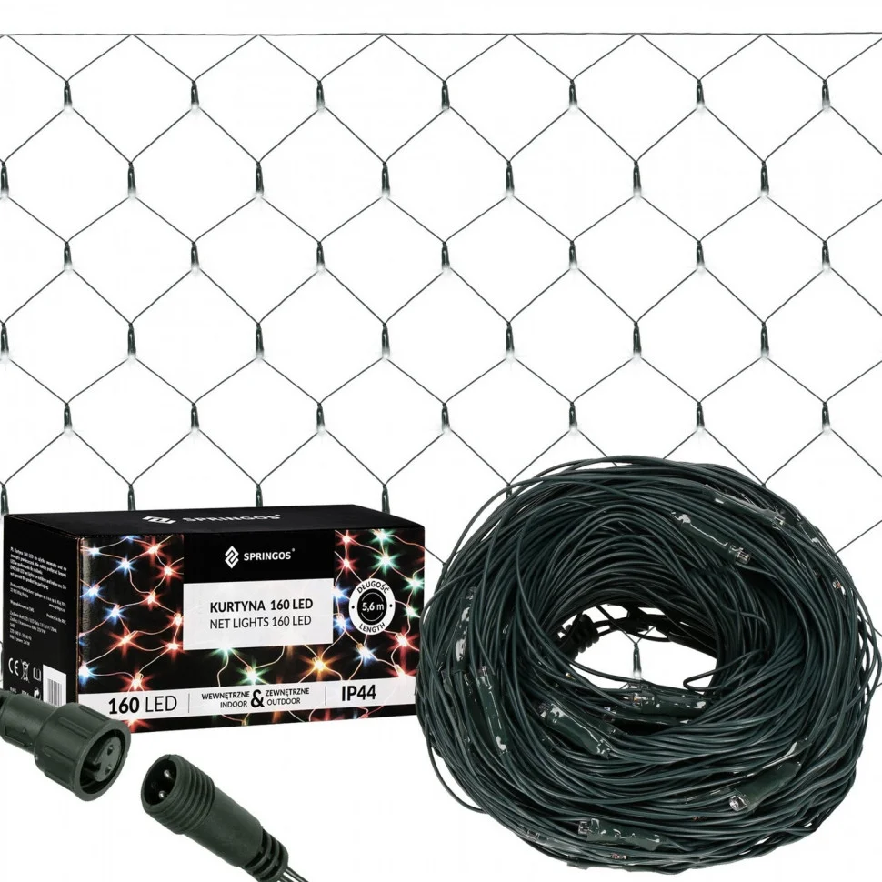 Гирлянда сетка Springos CL4015, 2 x 2.6 м 160 LED, Cold White