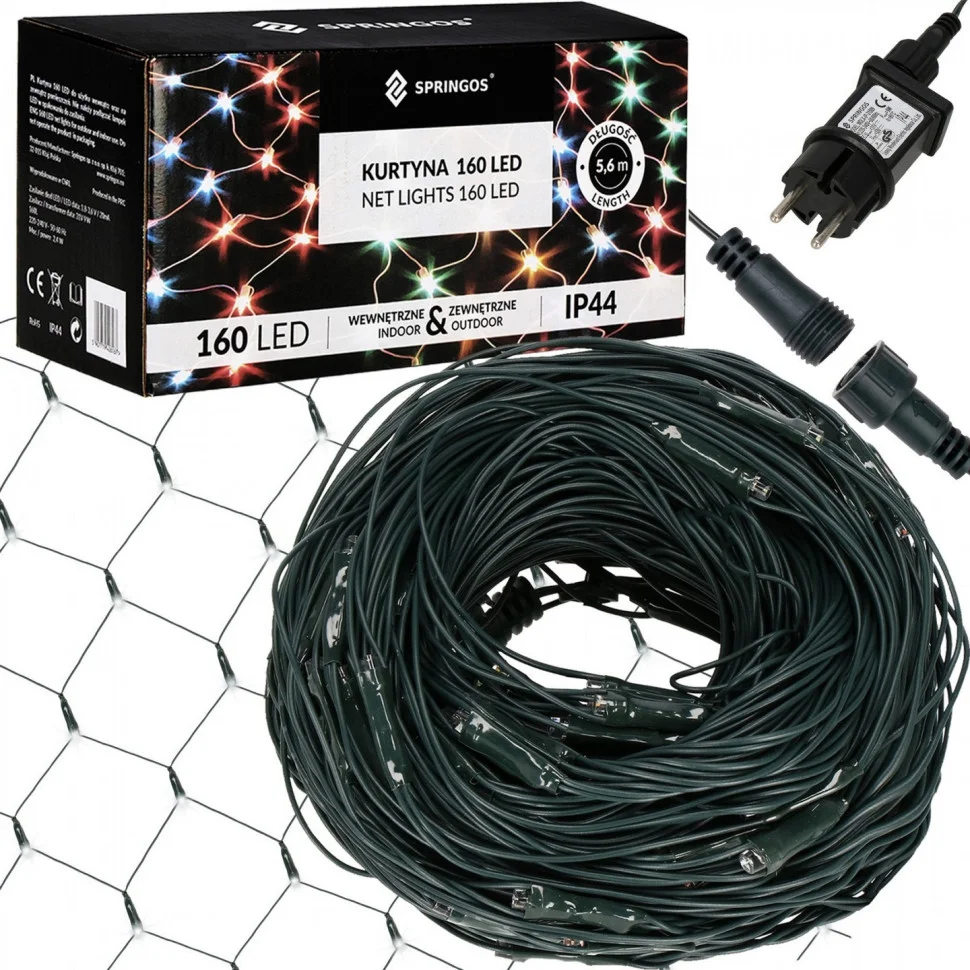 Гирлянда сетка Springos CL4015, 2 x 2.6 м 160 LED, Cold White