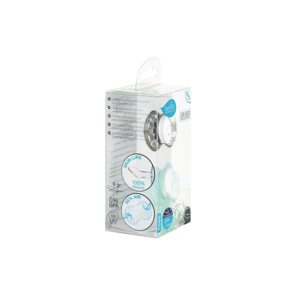 Пустушка Nuvita 7066 Air55 Explorer ортодонтична 0m+ (зебра, пінгвін) 2шт NV7066N