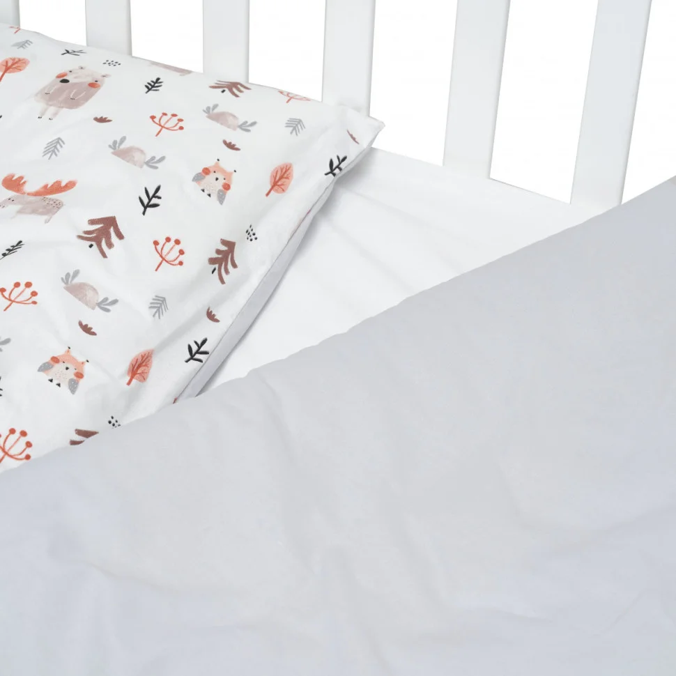 Сменная постель в кроватку Zoo Twins 3022-TZ-10 grey, 4 элемента
