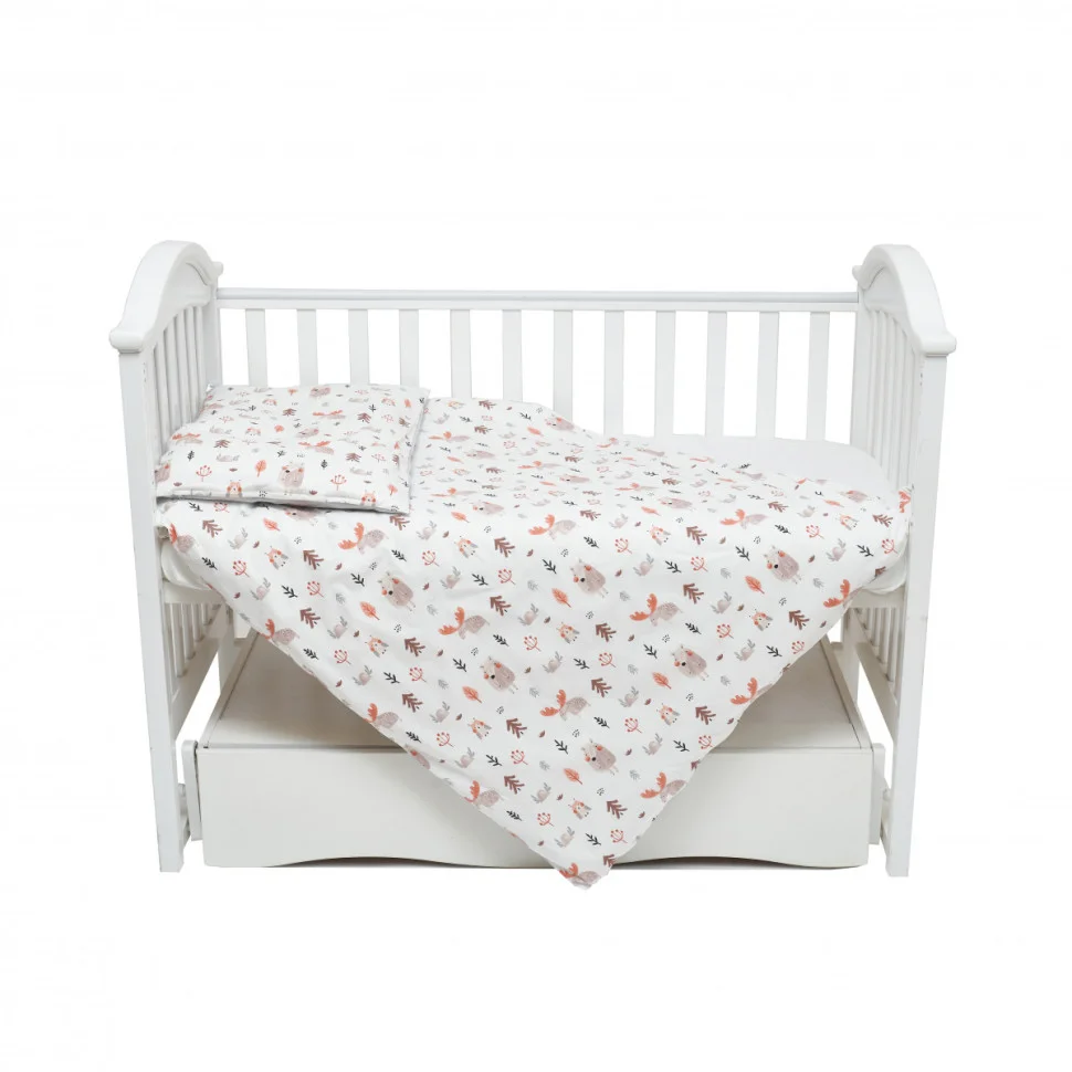 Сменная постель в кроватку Zoo Twins 3022-TZ-10 grey, 4 элемента