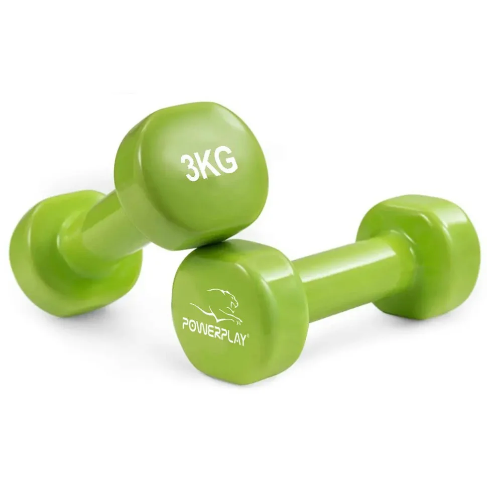 Гантелі вінілові Achilles PowerPlay PP_4125_3kg_2in, Зелені, пара - 2 шт