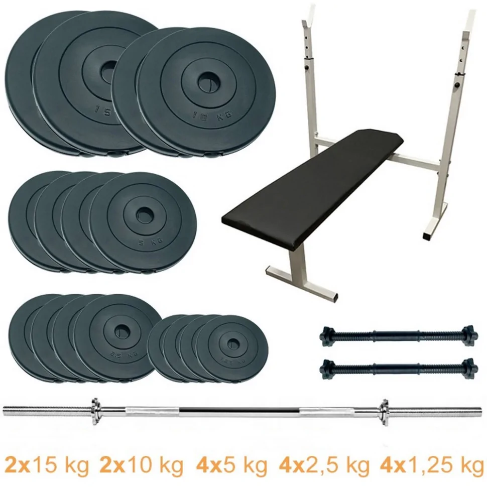 Скамья для жима с набор штанги и гантели Standard Set 100 Newt NE-SD-PL-SET-100, 100 кг