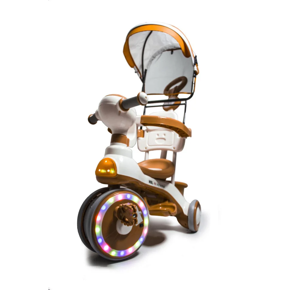 Велосипед детский трехколесный F01 Bambi 1127984303 с родительской ручкой, оранжевый