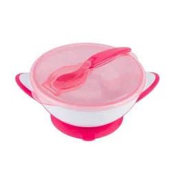 Мисочка с присоской и ложечкой BabyOno 1063/03 розовая Мисочка с присоской и ложечкой BabyOno 1063/03 розовая