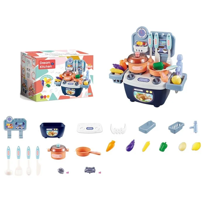 Дитяча іграшкова Кухня Bambi 777-3 плита, ллється вода, посуд, продукти, 14 деталей