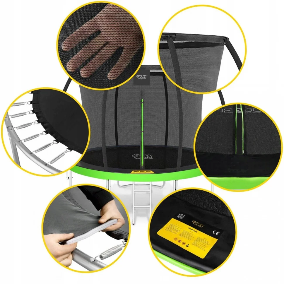 Батут с внутренней сеткой Premium 4FIZJO 4FJ0605 Black/Green 12FT 374 см