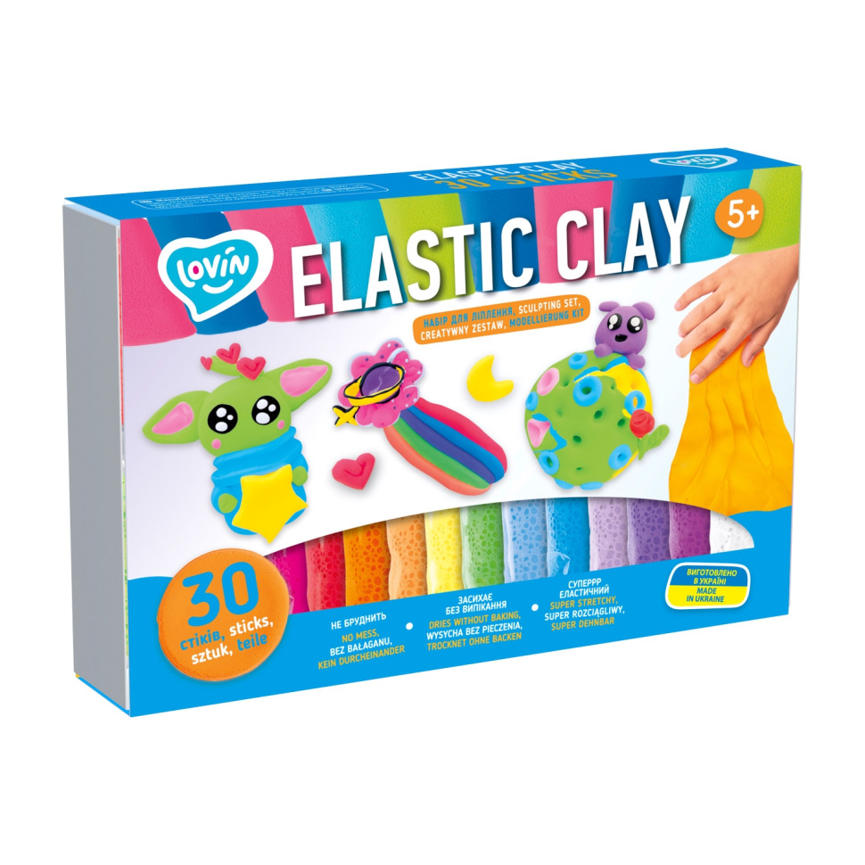 Набір для ліплення з повітряним пластиліном Elastic Clay TM Lovin 70141, 30 стиків