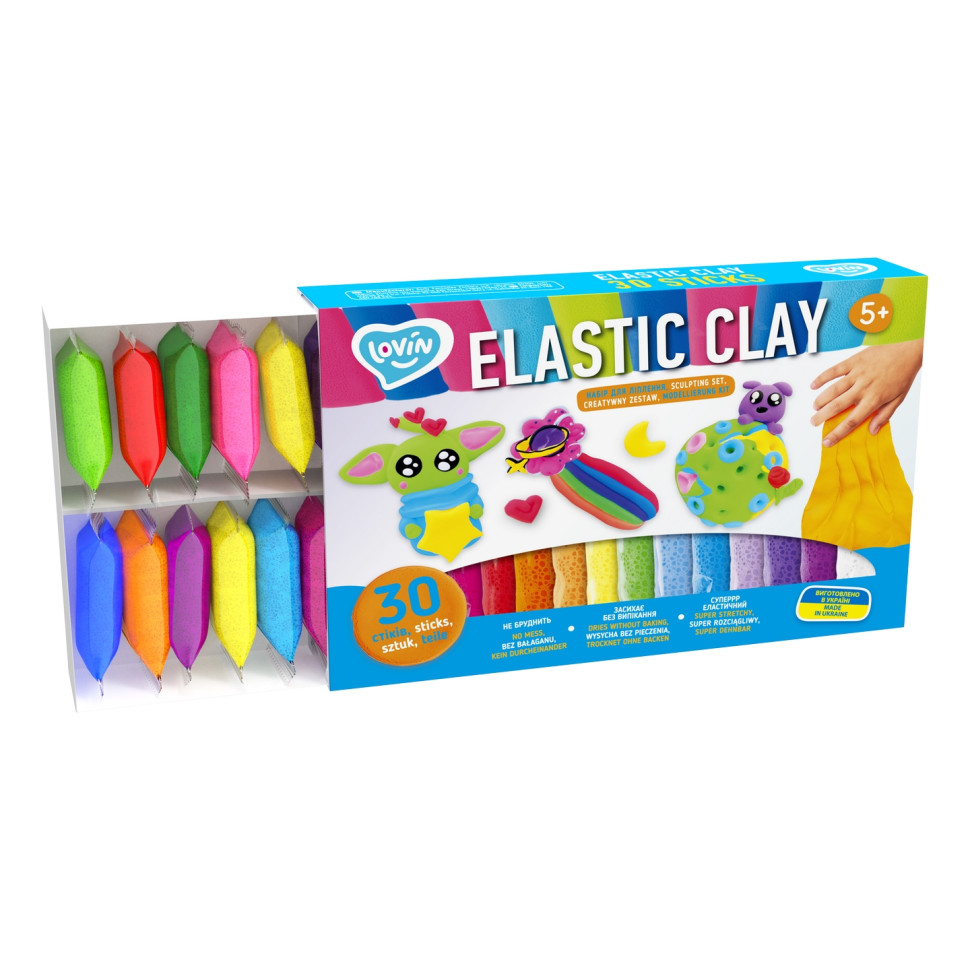 Набір для ліплення з повітряним пластиліном Elastic Clay TM Lovin 70141, 30 стиків