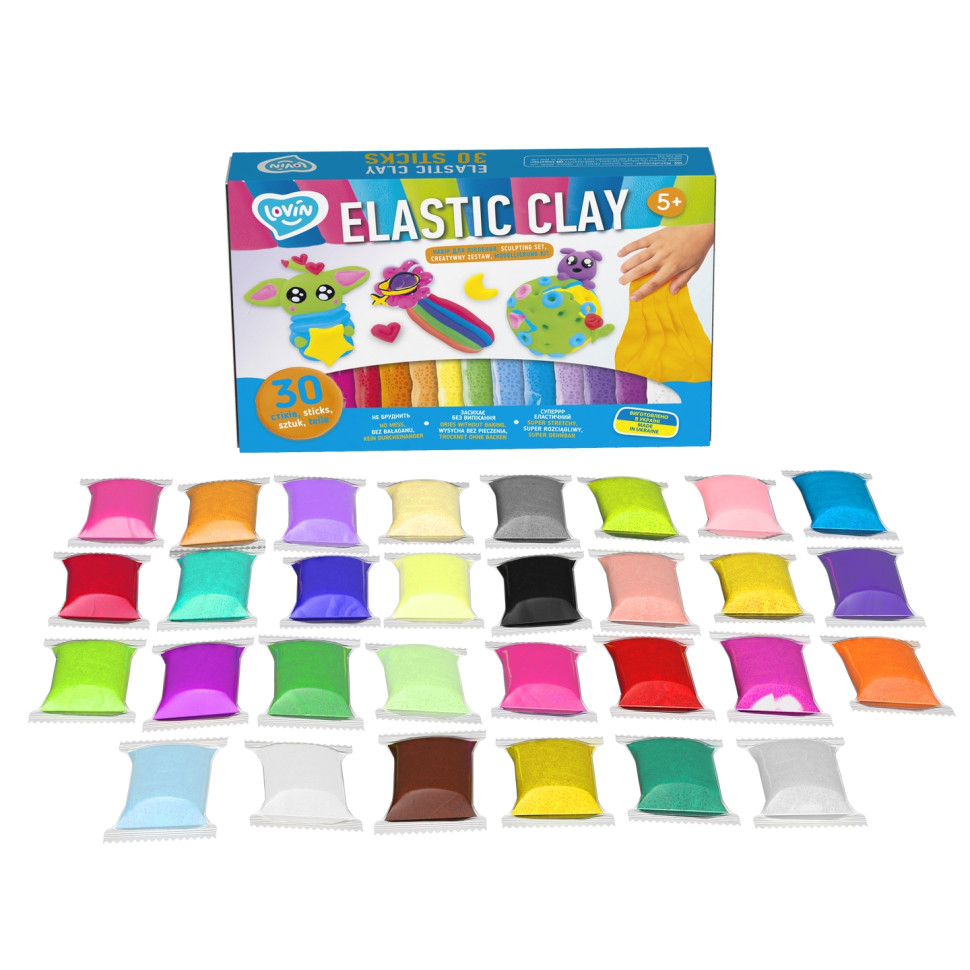 Набір для ліплення з повітряним пластиліном Elastic Clay TM Lovin 70141, 30 стиків