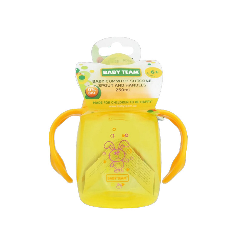 Поильник с силиконовым спаутом и ручками Baby Team 5004BT 250 мл