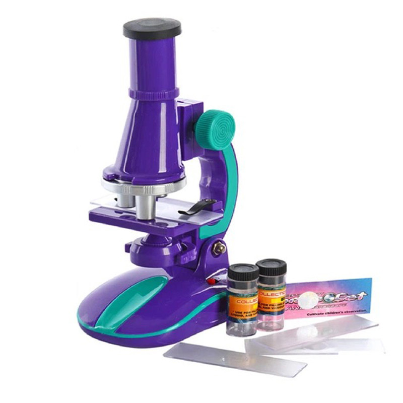 Дитячий мікроскоп Limo Toy SK 0006(Violet) світло, 19,5 см, 2 пробірки, скло