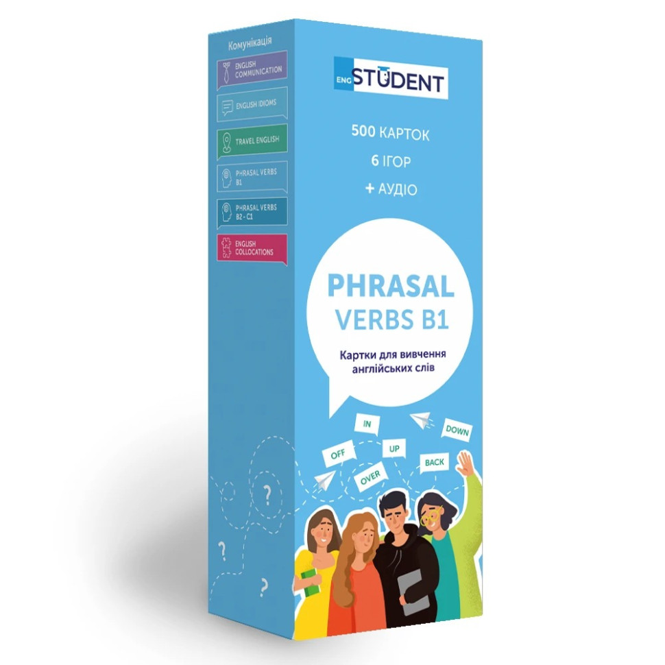 Картки для вивчення англійської мови PHRASAL VERBS B1 English Student 591225972 англ-укр 500 карток