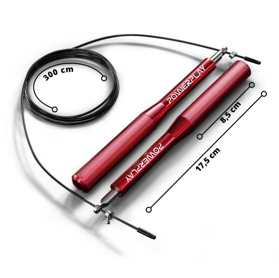 Скакалка скоростная на подшипниках 4207 Elite Jump Rope PowerPlay PP_4207_Red 3 метра