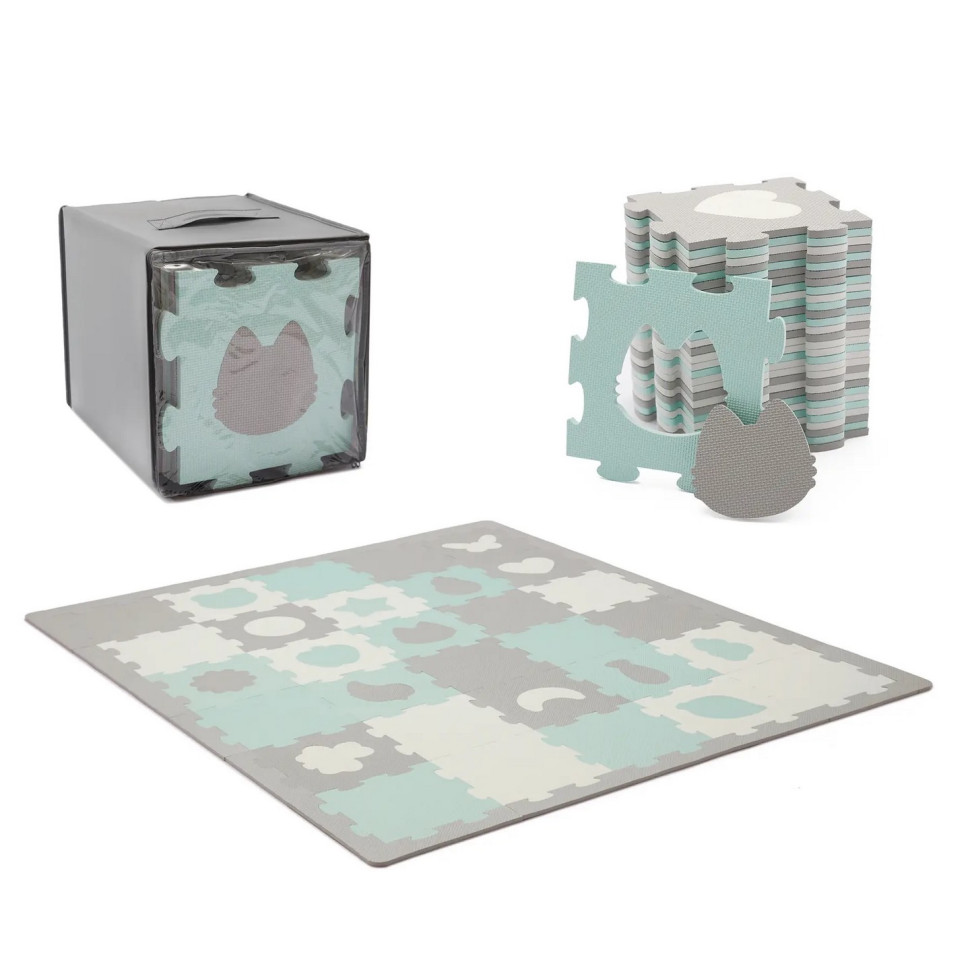Коврик-пазл Luno Shapes Mint  Kinderkraft KPLUSH00MIN0000, 30 элементов