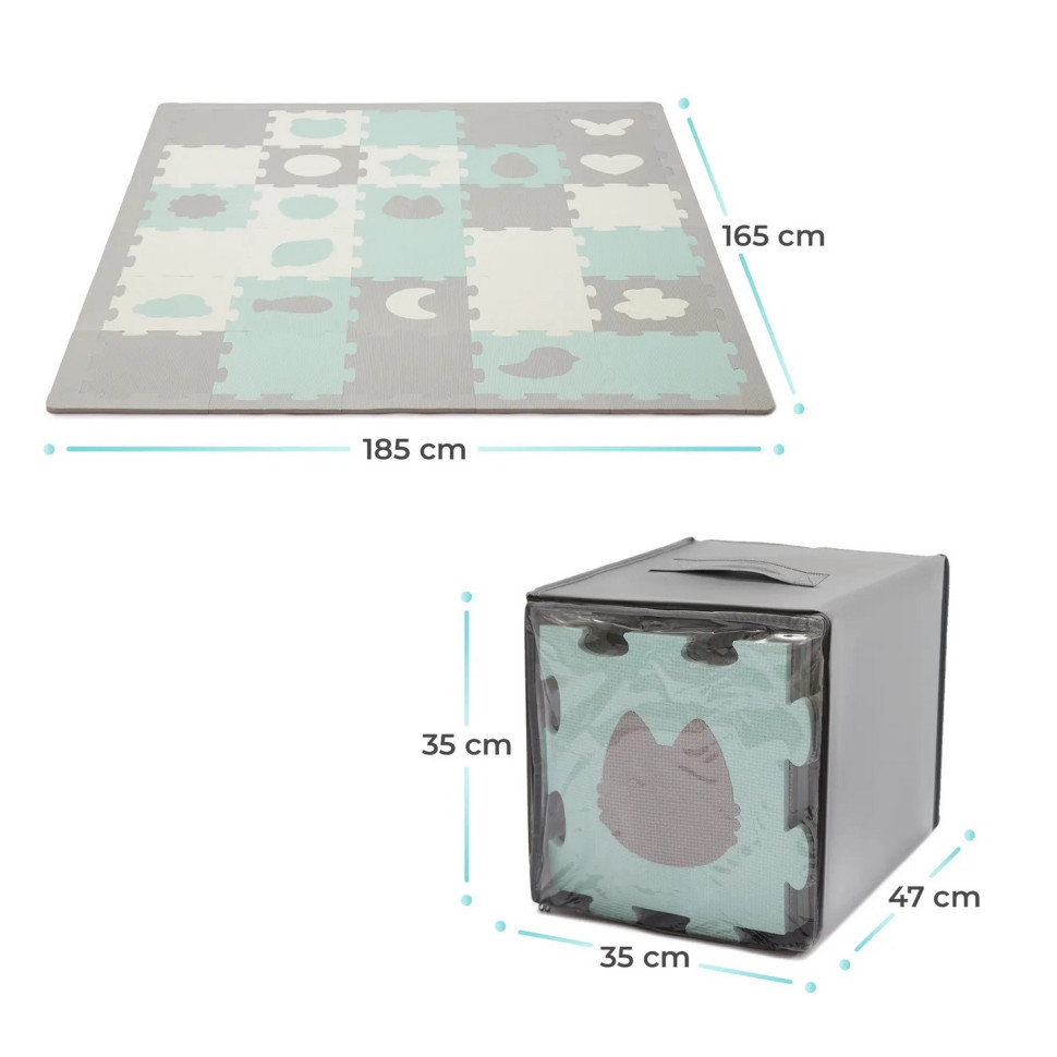 Коврик-пазл Luno Shapes Mint  Kinderkraft KPLUSH00MIN0000, 30 элементов