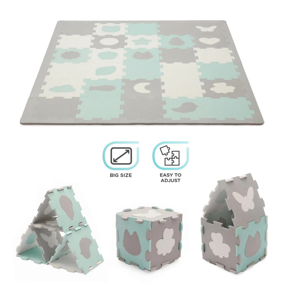 Коврик-пазл Luno Shapes Mint  Kinderkraft KPLUSH00MIN0000, 30 элементов