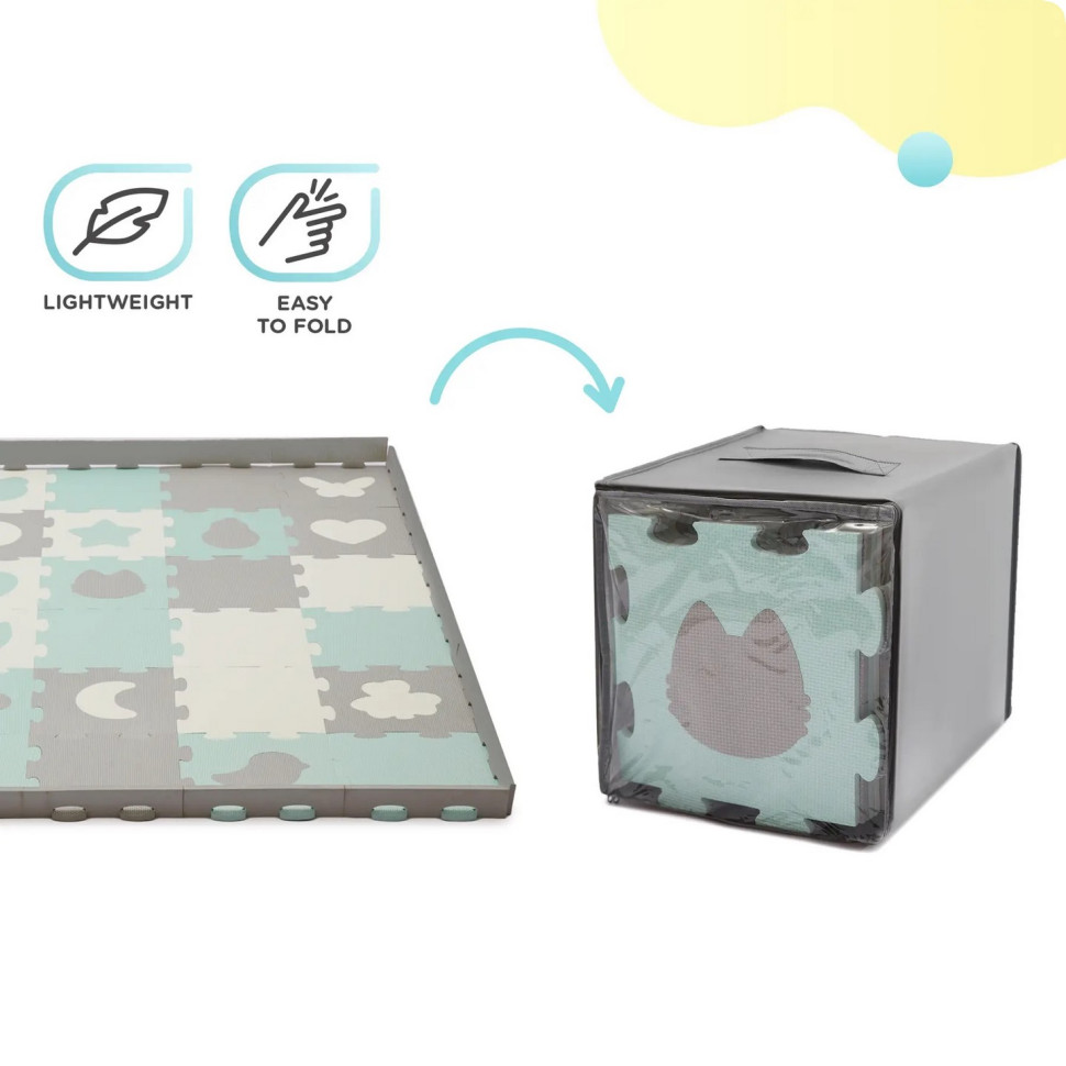 Коврик-пазл Luno Shapes Mint  Kinderkraft KPLUSH00MIN0000, 30 элементов