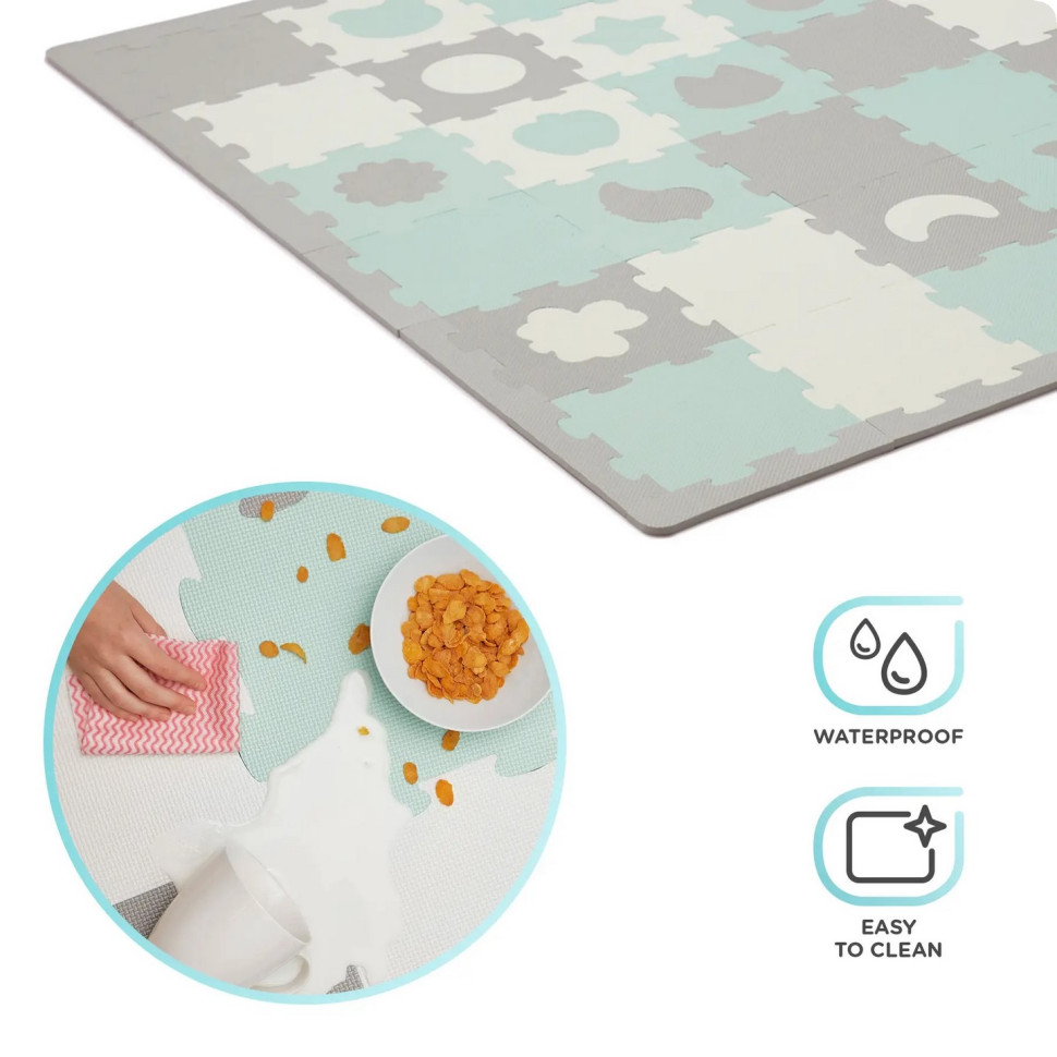 Коврик-пазл Luno Shapes Mint  Kinderkraft KPLUSH00MIN0000, 30 элементов