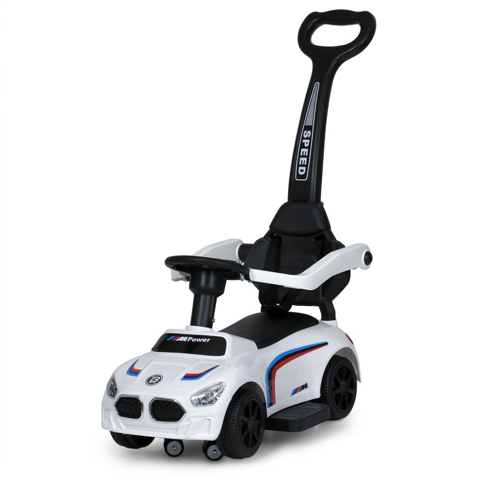 Дитяча каталка-толокар Bambi Racer M 5785-1 білий, з батьківською ручкою