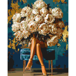 Картина по номерам "Девушка цветок, пионы роскоши" Origami LW3048-01 с красками металлик 40х50 см Картина по номерам "Девушка цветок, пионы роскоши" Origami LW3048-01 с красками металлик 40х50 см