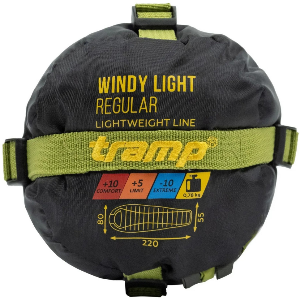 Спальный мешок Windy Light 220/80-55 UTRS-055 Tramp UTRS-055-olive-R