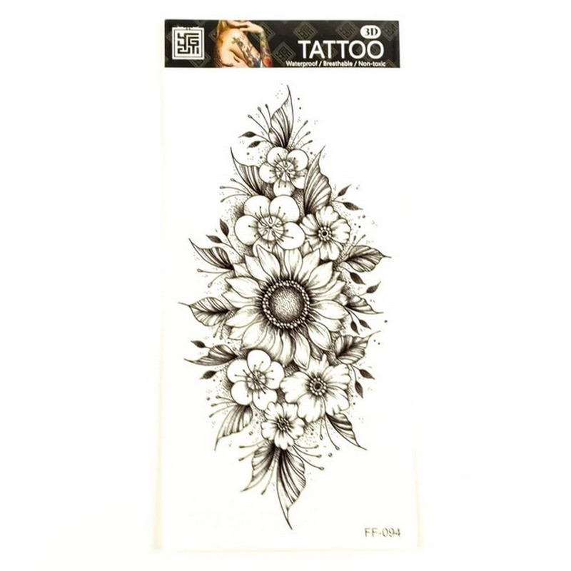 Временное тату «Цветы» Fresh Tattoo FF-094 размер 19 х 9 см