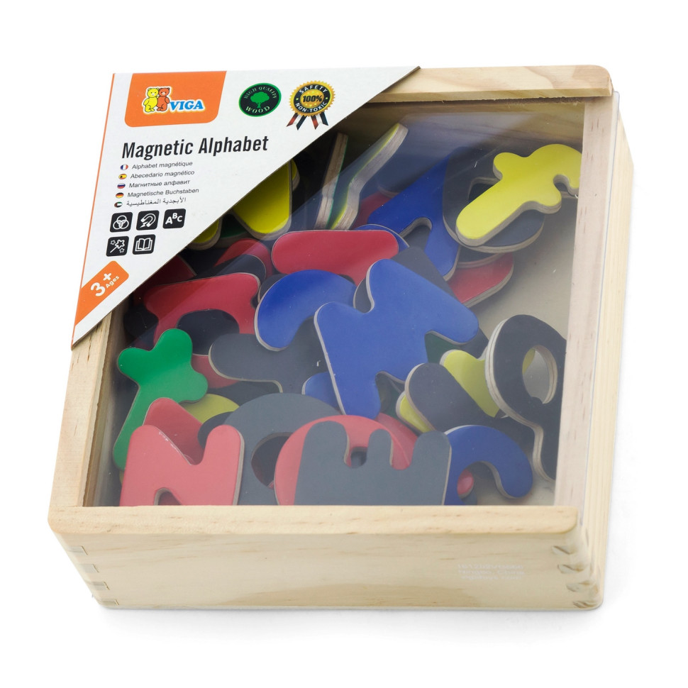 Набір магнітних літер Англійські великі та малі Viga Toys 50324, 52 штук