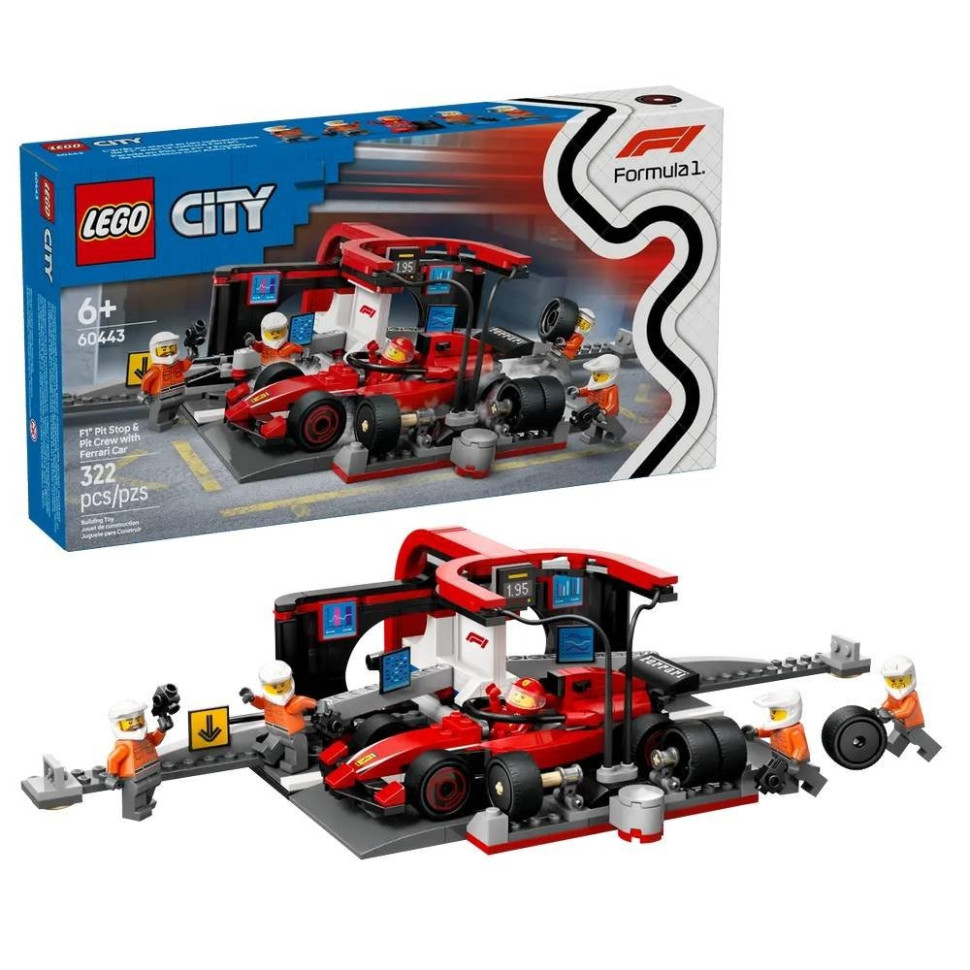 Конструктор Пит-стоп и пит-экипаж F1® с болидом LEGO 60443, 322 детали