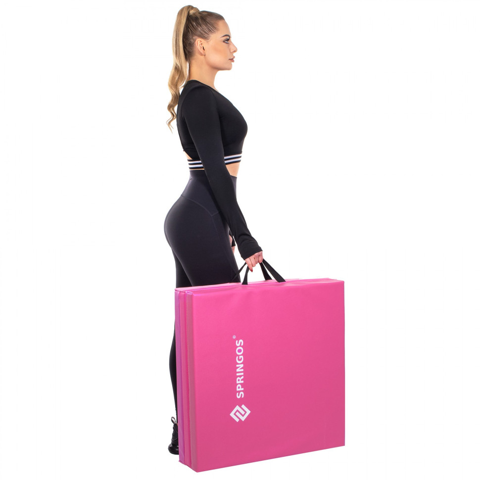 Мат гимнастический складной Springos FA0140 Pink 180x60x5.5 cм