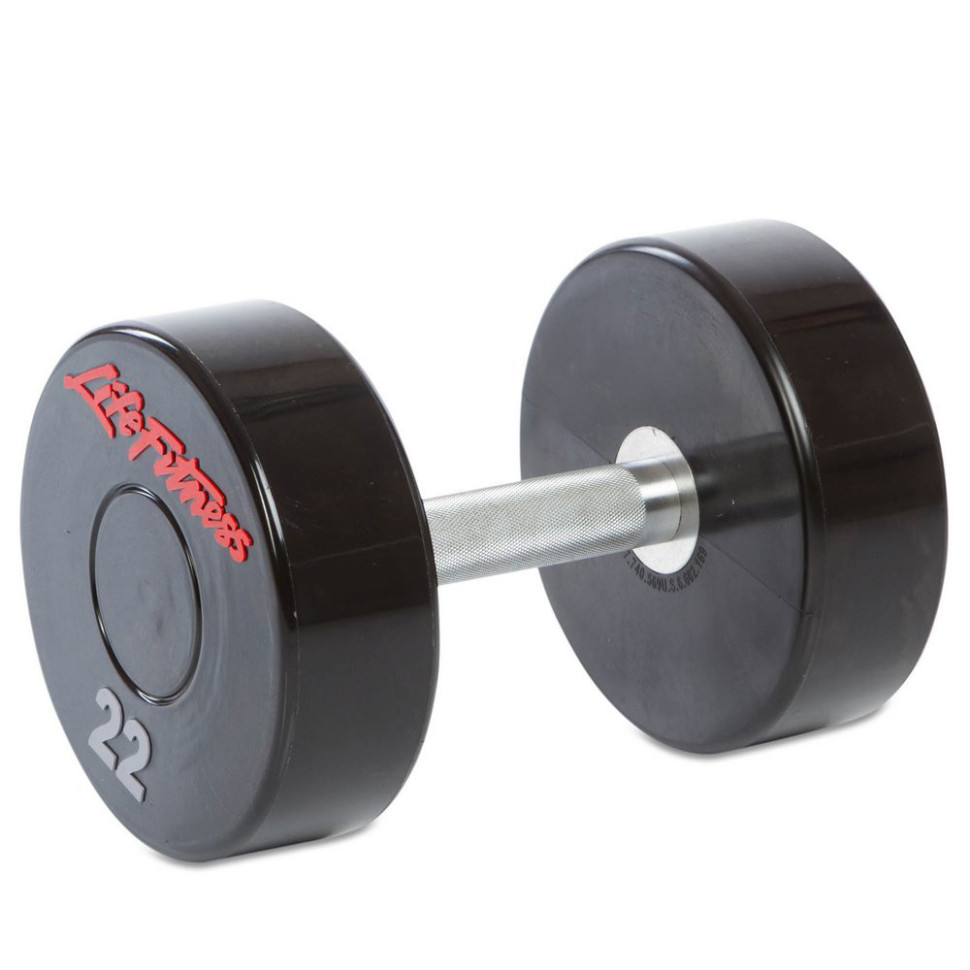Гантель цельная профессиональная LIFE FITNESS Gemini Sport GA-80081-22, 1 шт 22 кг