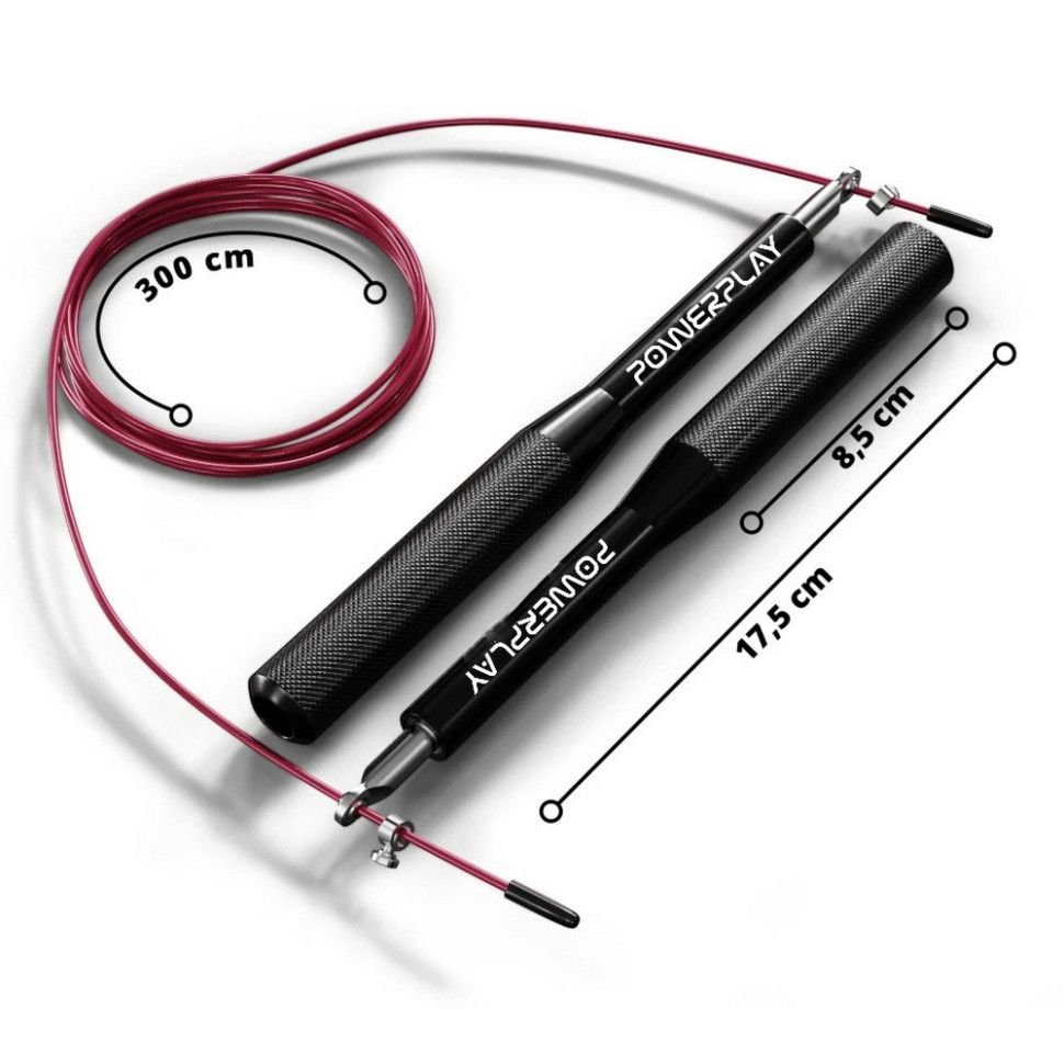 Скакалка скоростная на подшипниках 4207 Elite Jump Rope PowerPlay PP_4207_Black 3 метра