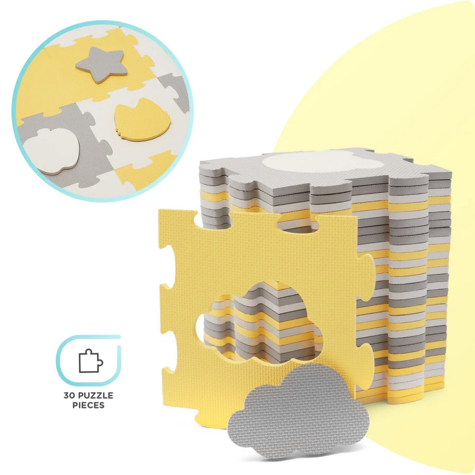 Коврик-пазл Luno Shapes Yellow Kinderkraft KPLUSH00YEL0000, 30 элементов