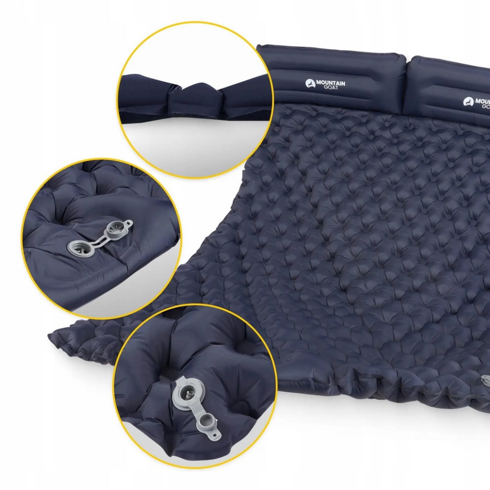 Коврик (каремат) надувной двухместный Mountain Goat MG0013 Navy Blue 200 x 120 x 7 см