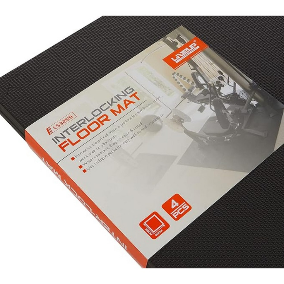 Мат-пазл (ласточкин хвост) Inter-lock Mat LiveUp LS3259 черный 120х120х1,2 см