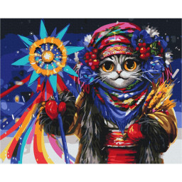 Картина по номерам "Киса Колядница" © Марианна Пащук Brushme BS53445, 40х50 см