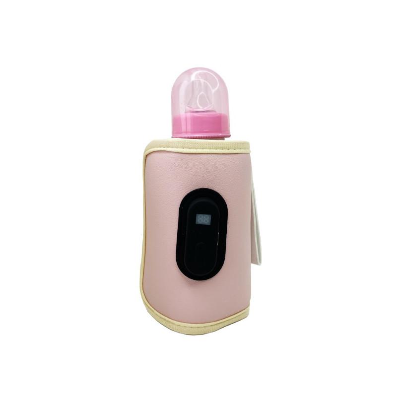 Портативний підігрівач для дитячих пляшечок Mega Zayka MGZ-0222(Pink) з індикатором температури