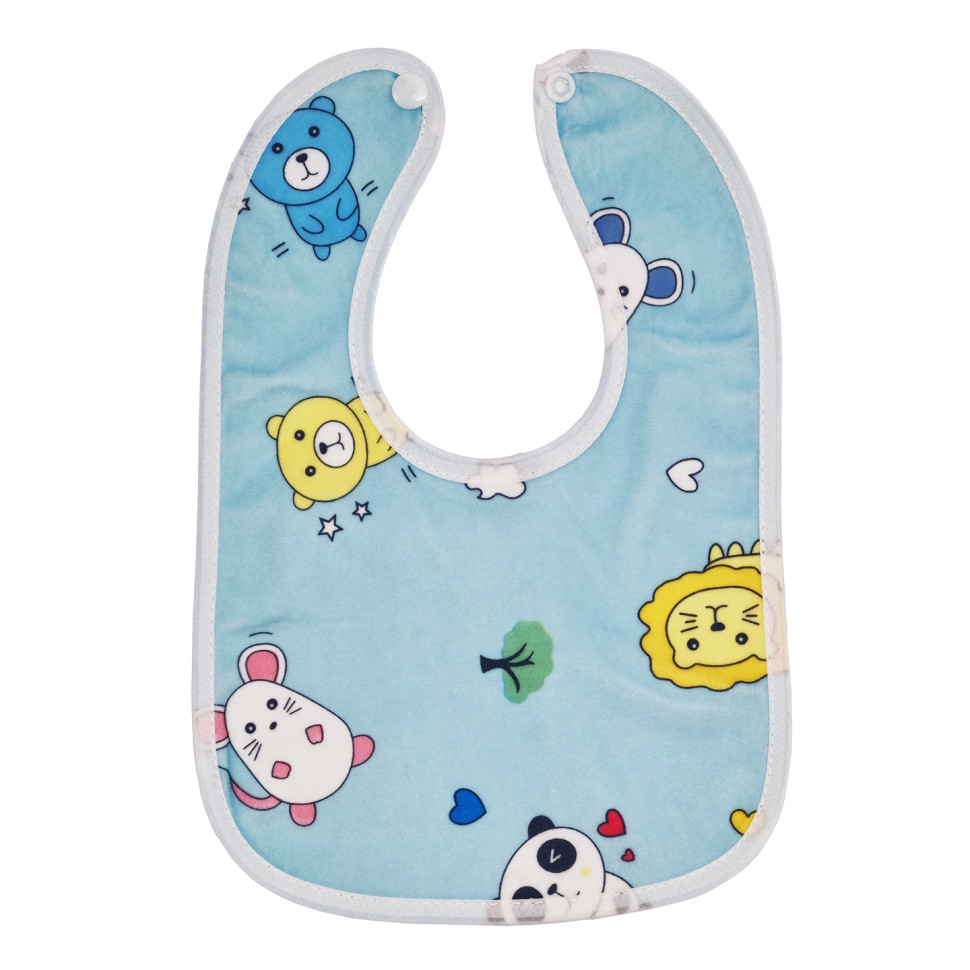 Дитячий слинявчик тканинний Mega Zayka MGZ-0600(Blue) на кнопці