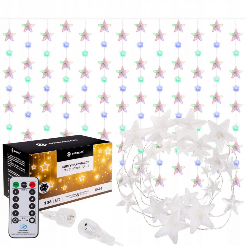 Гирлянда бахрома уличная Springos CL4008, 2 м 136 LED-Pilot, Mix