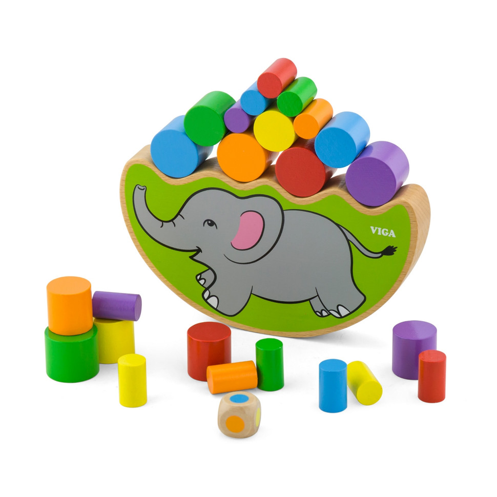 Дерев'яна розвиваюча іграшка Слонік Viga Toys 50390 гра-баланс
