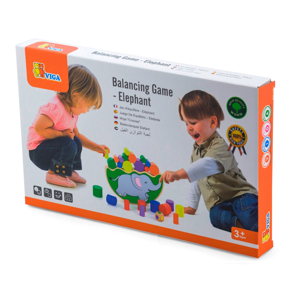 Дерев'яна розвиваюча іграшка Слонік Viga Toys 50390 гра-баланс