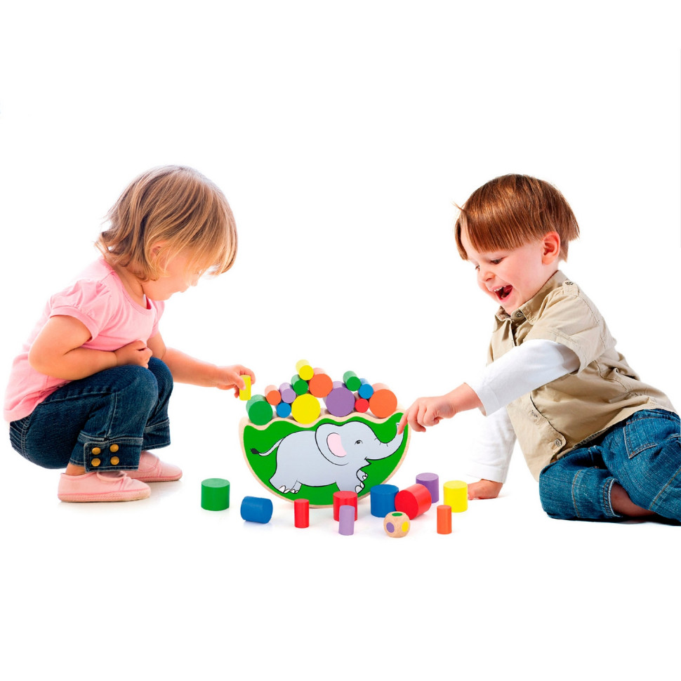 Дерев'яна розвиваюча іграшка Слонік Viga Toys 50390 гра-баланс