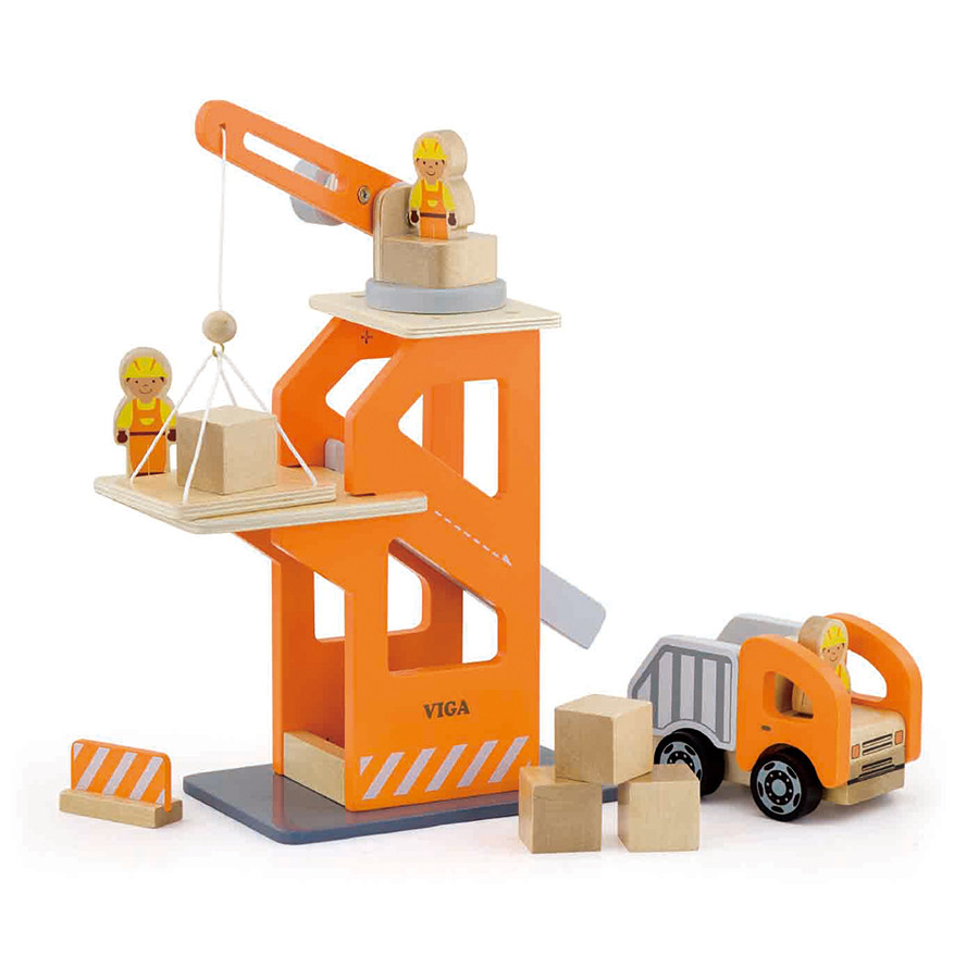 Игровой набор Подъемный кран и самосвал Viga Toys 51616 деревянный