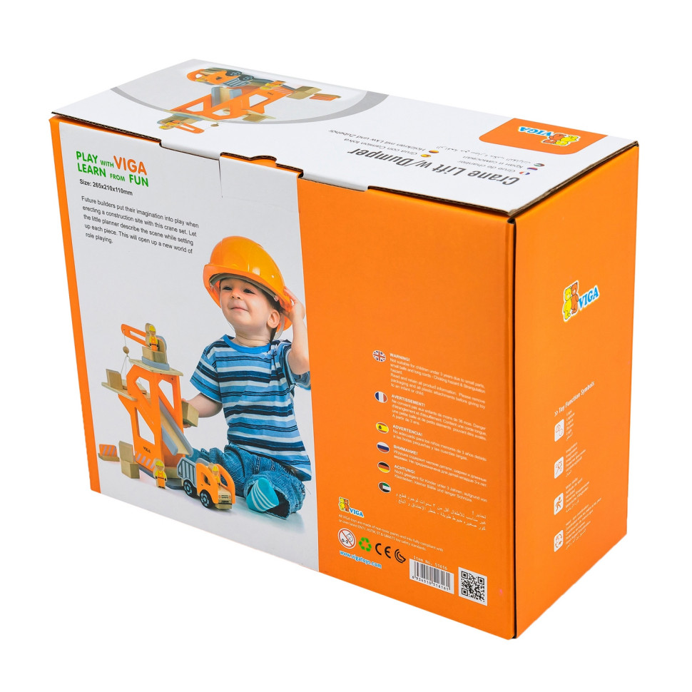Игровой набор Подъемный кран и самосвал Viga Toys 51616 деревянный
