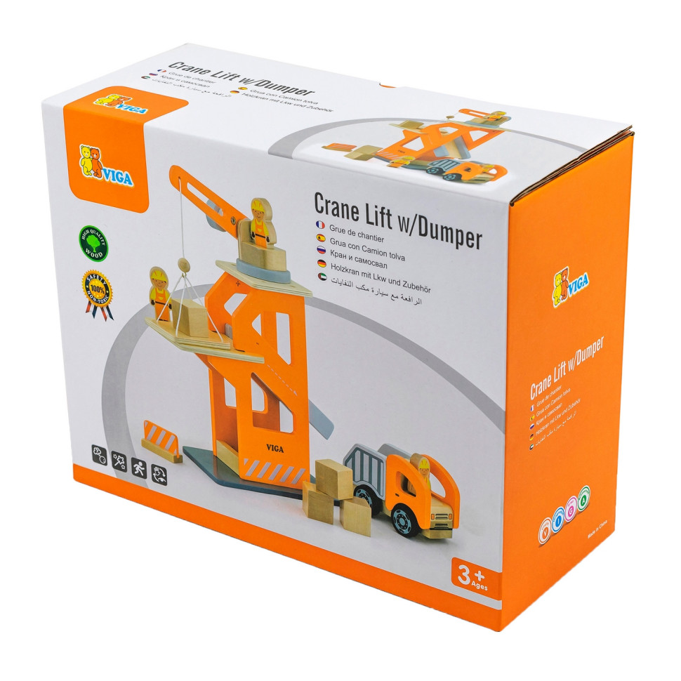 Игровой набор Подъемный кран и самосвал Viga Toys 51616 деревянный