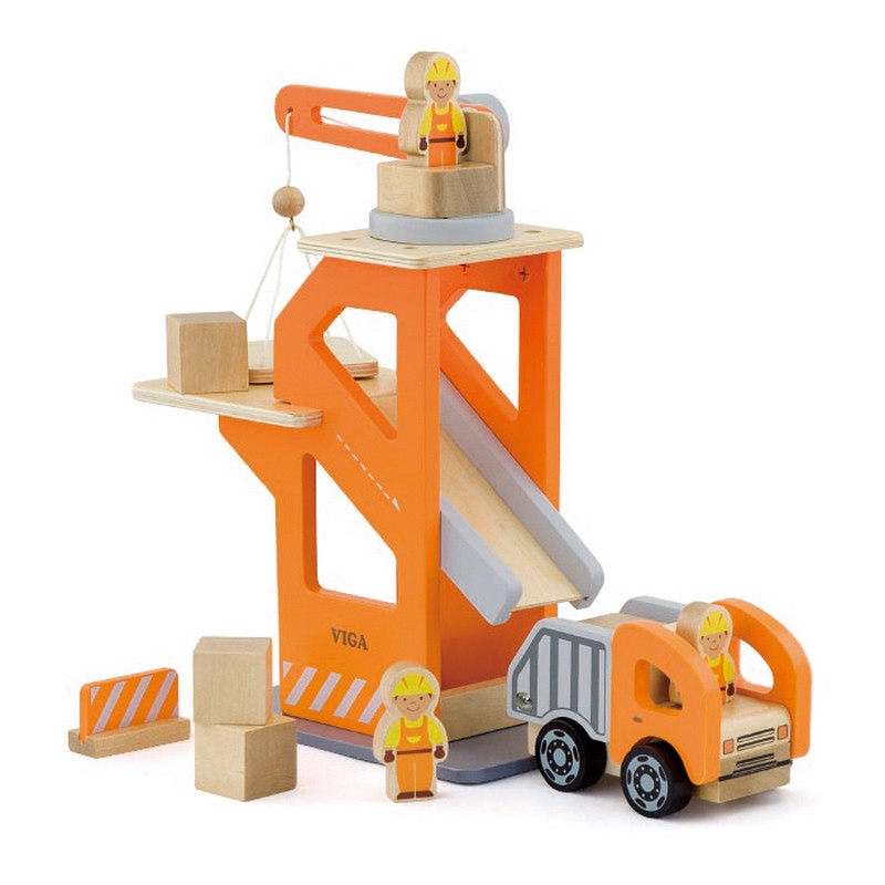 Игровой набор Подъемный кран и самосвал Viga Toys 51616 деревянный