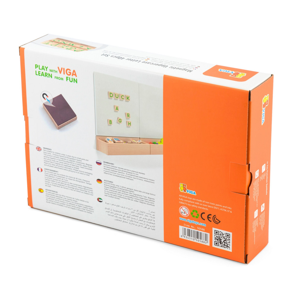 Набор магнитных букв Английские заглавные Viga Toys 50588, 40 штук